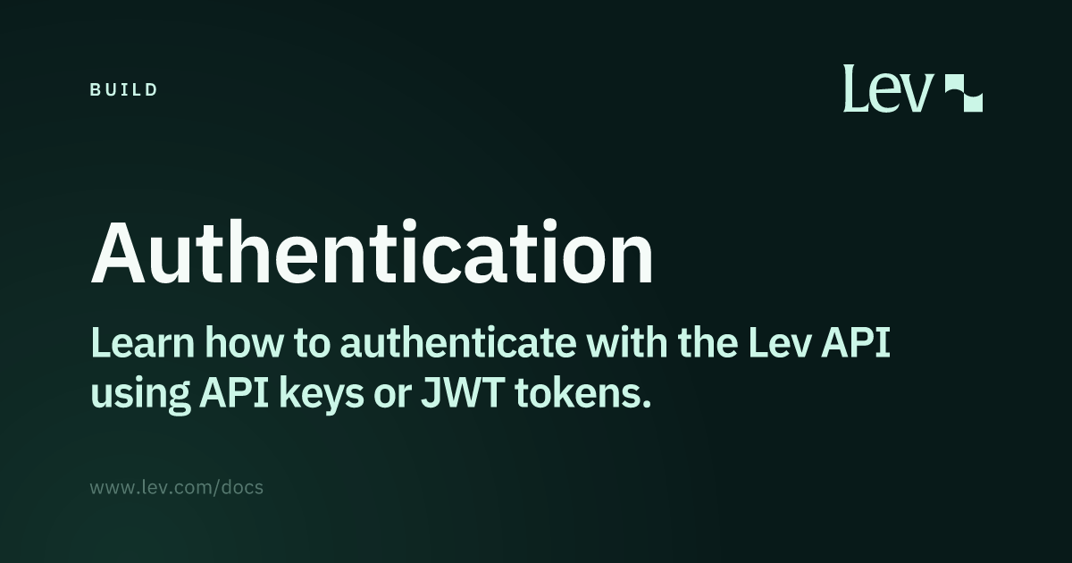 Authentication · Lev Docs