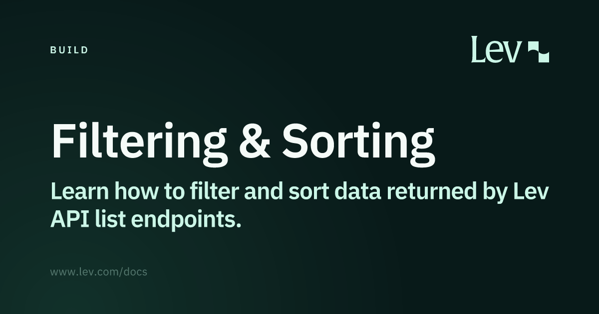 Filtering & Sorting · Lev Docs