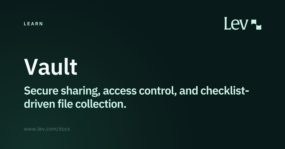 Vault · Learn · Lev Docs