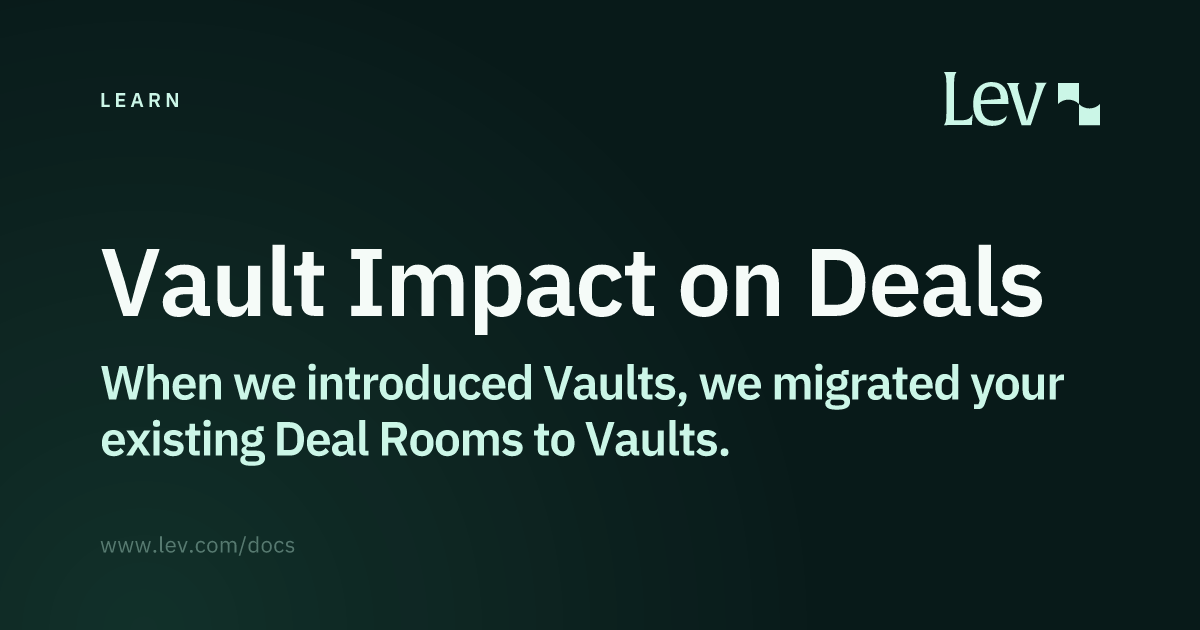 Vault Impact on Deals · Learn · Lev Docs