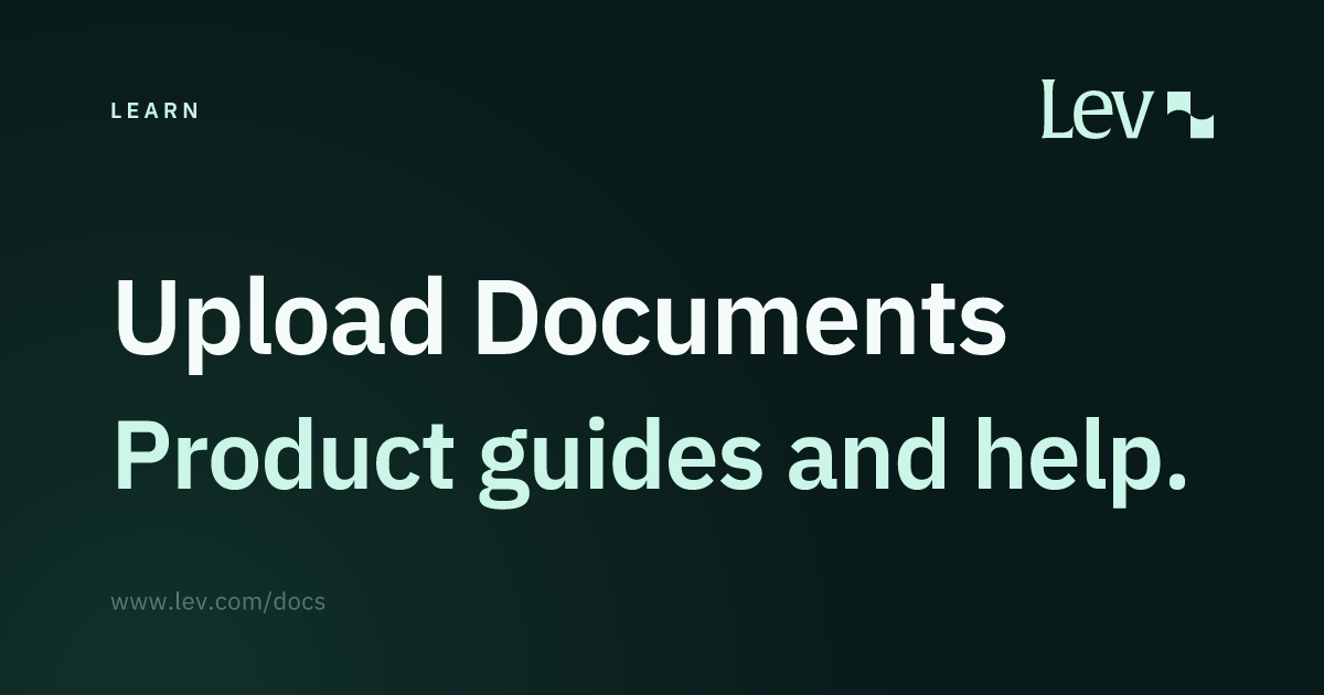 Upload Documents · Learn · Lev Docs