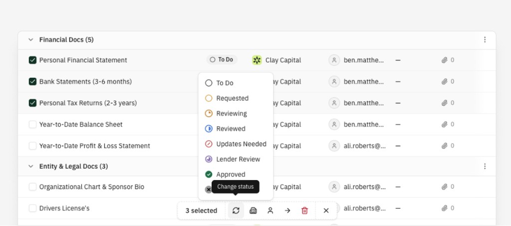 Bulk selection of checklist tasks for batch edits