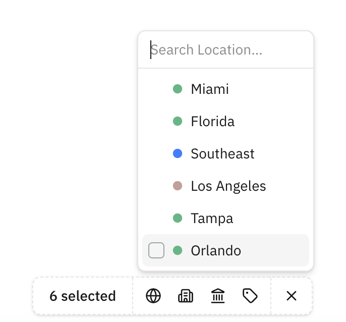 Bulk apply toolbar at the bottom of the table