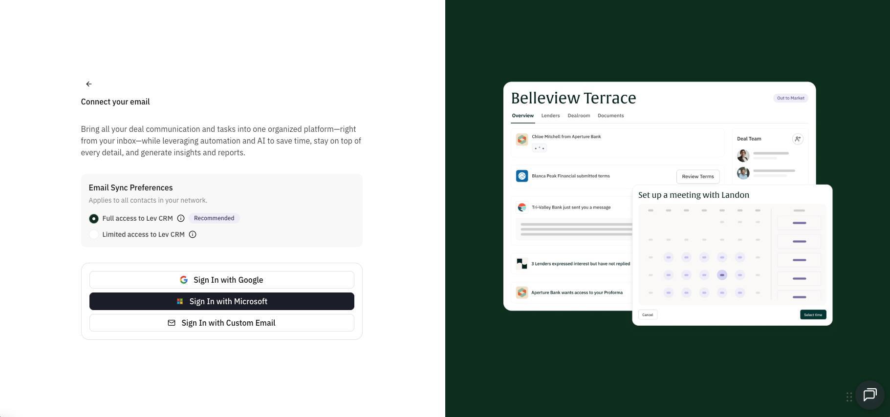 Email connection dialog with Connect Your Email