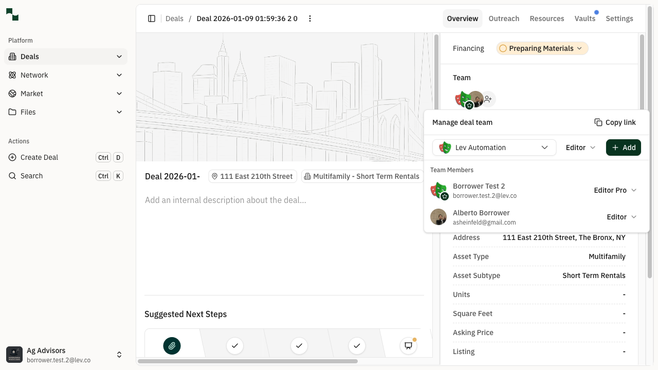 Team member selected with Add button highlighted