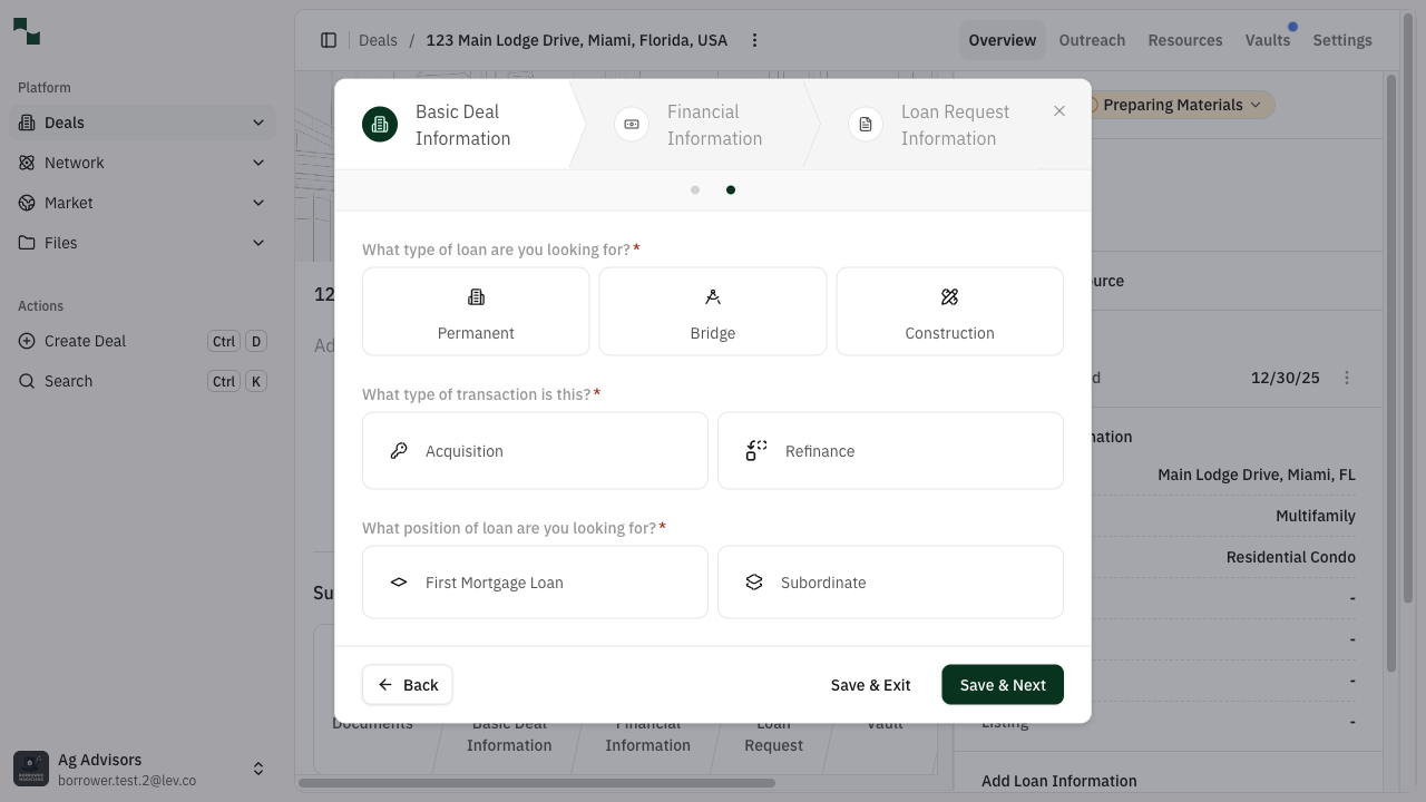 Loan type selection form